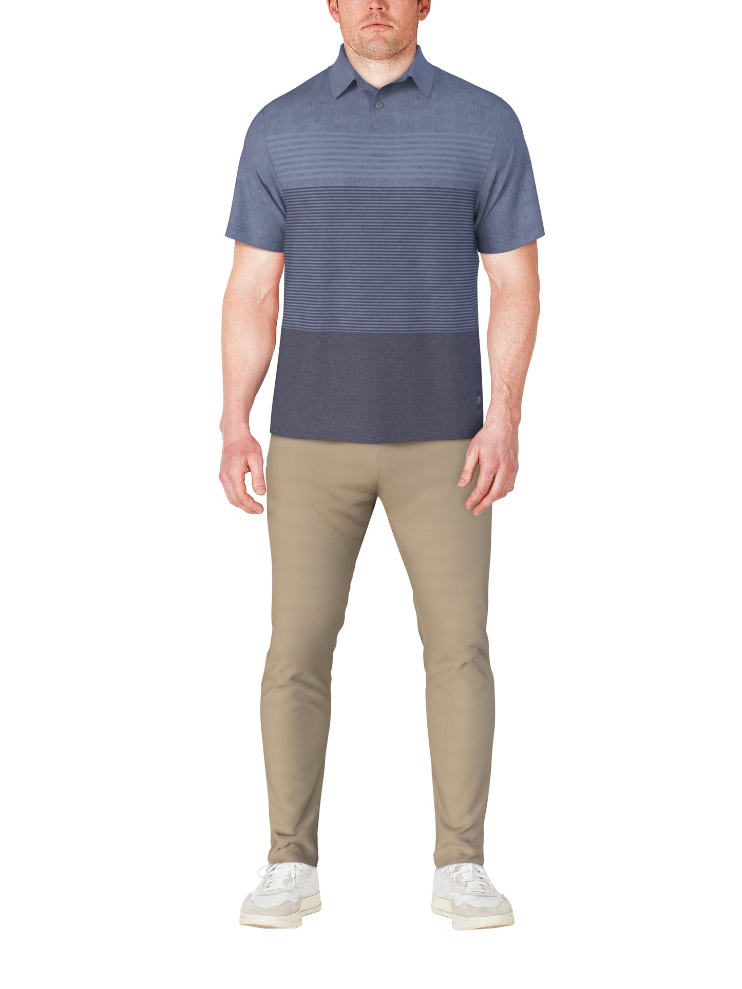 Men's Short Sleeve Distressed Stripe Printed Polo