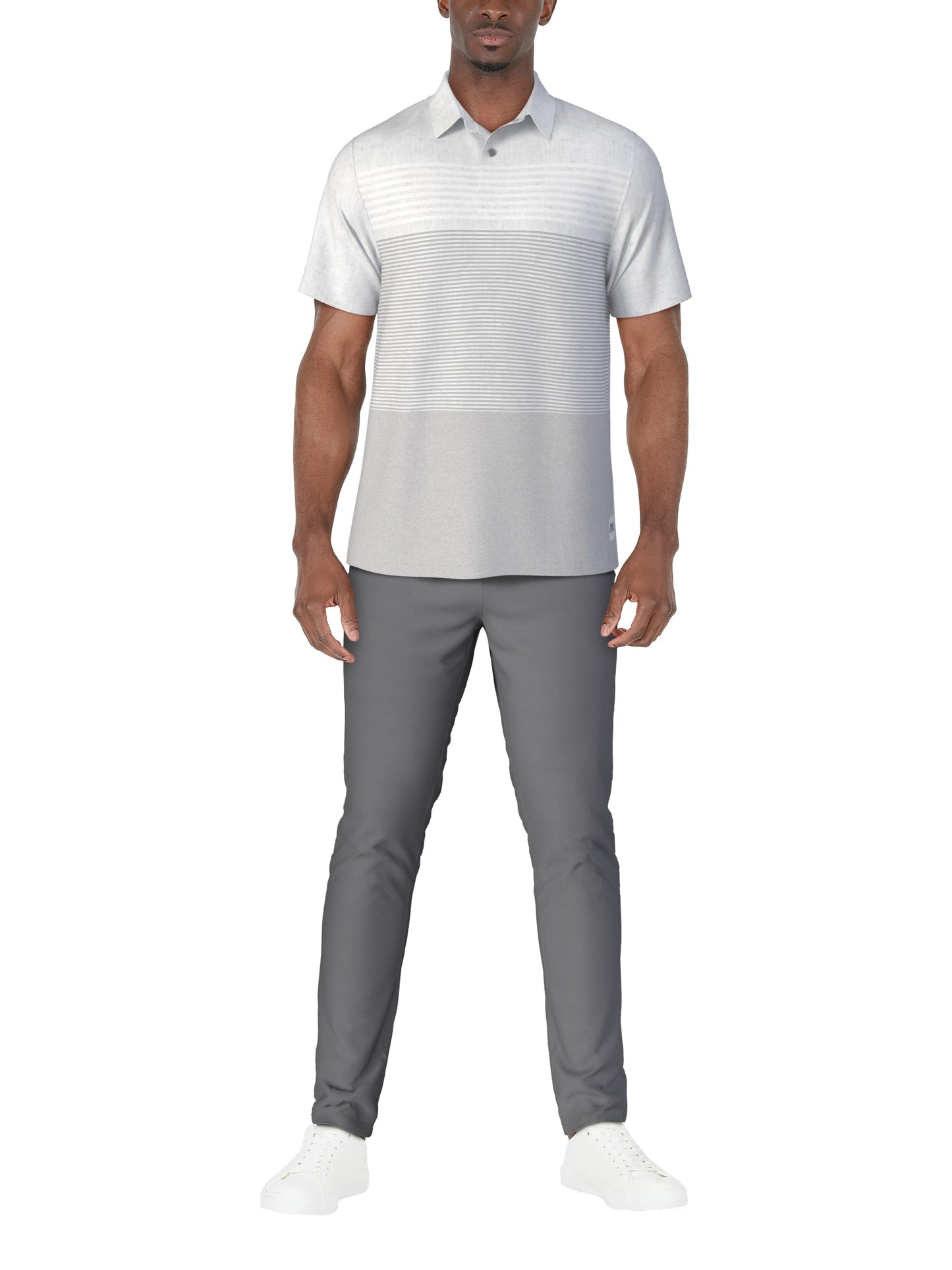 Men's Short Sleeve Distressed Stripe Printed Polo