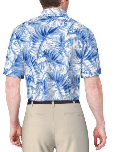 Men's Short Sleeve Tropical Leaf Print Polo