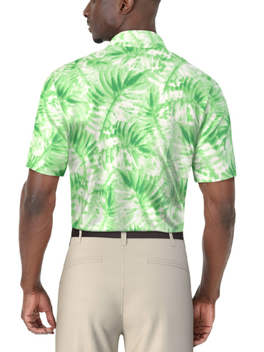 Men's Short Sleeve Tropical Leaf Print Polo