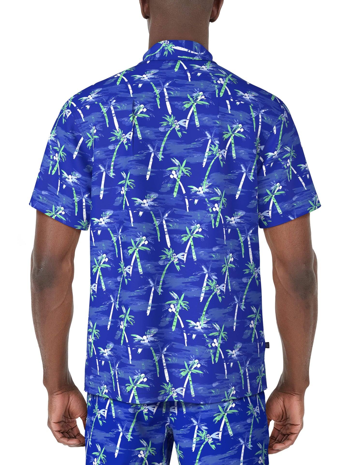 Men's Short Sleeve Watercolor Palm Trees Printed Shirt