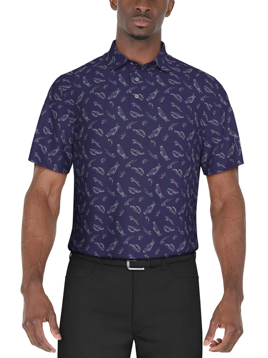 Solarized Golf Print Golf Polo (Clematis Blue) 