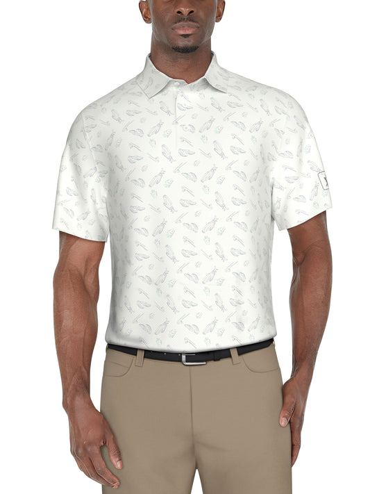 Solarized Golf Print Golf Polo (Bright White) 
