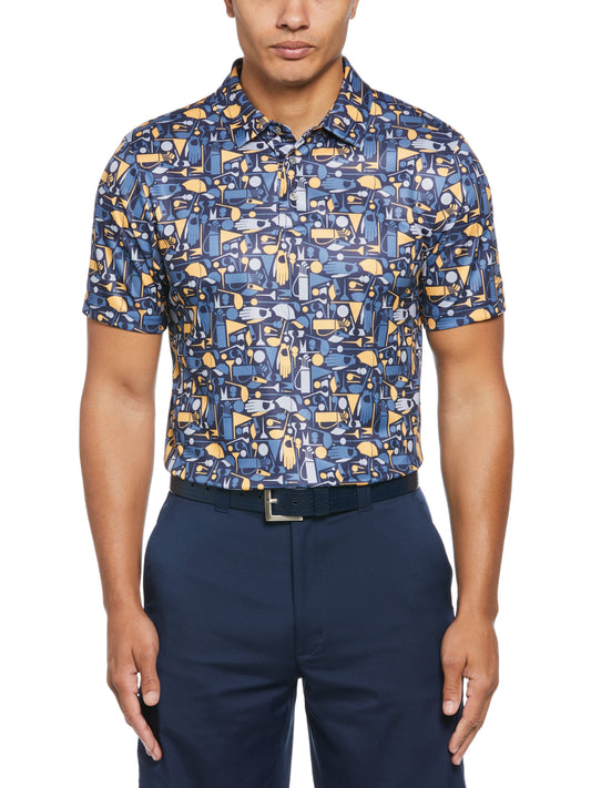 Stamped Golf Print Golf Polo (Peacoat) 