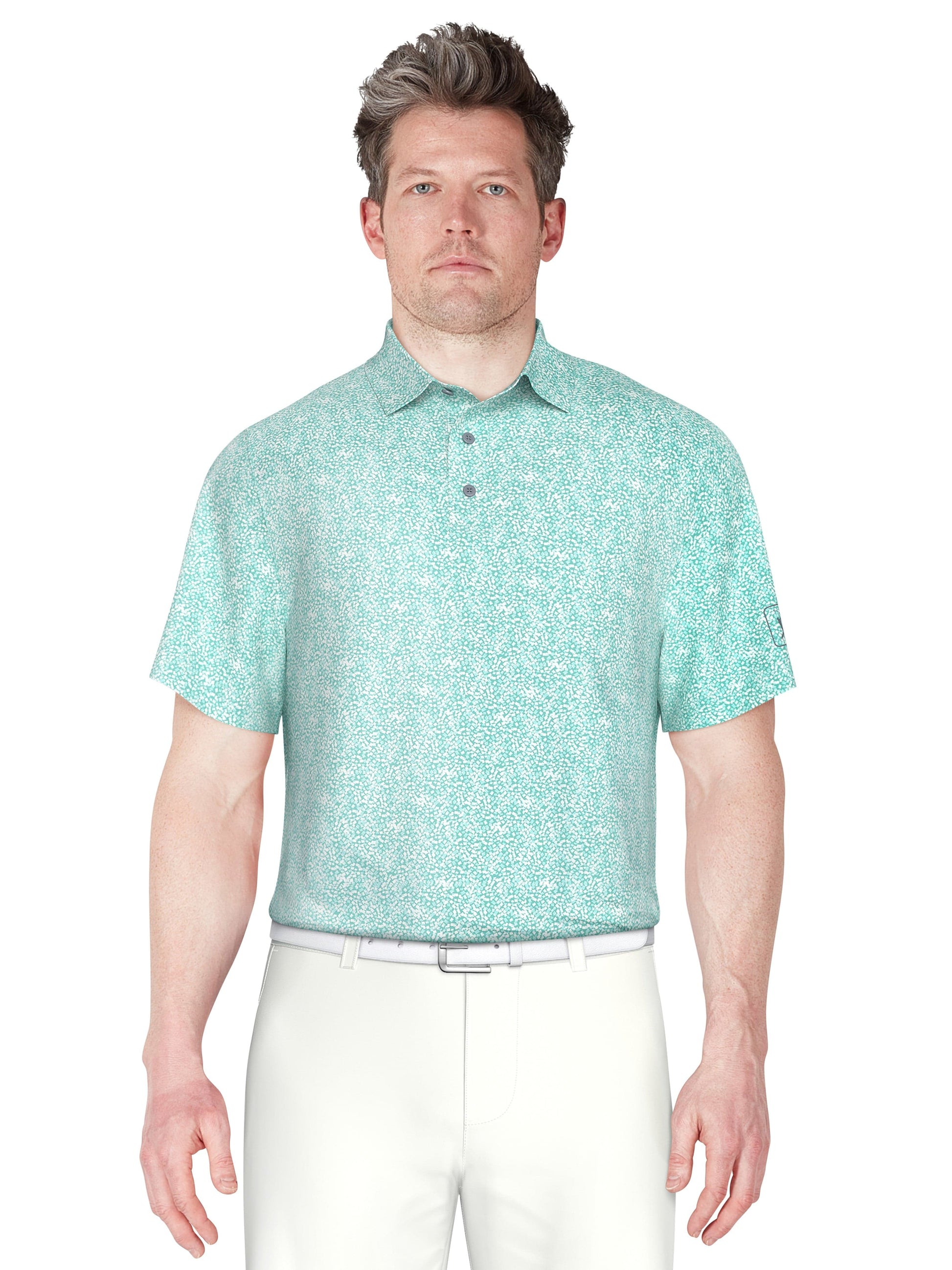 Confetti Geo Print Performance Golf Polo (Blue Curacao) 