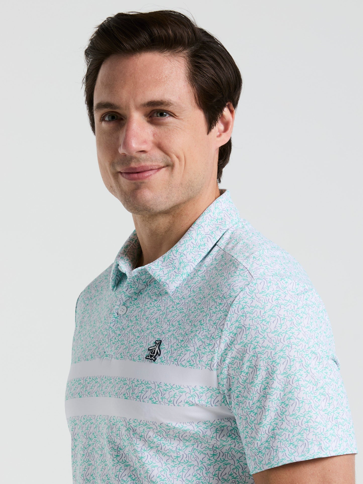 Men's Stripe Print Golf Polo