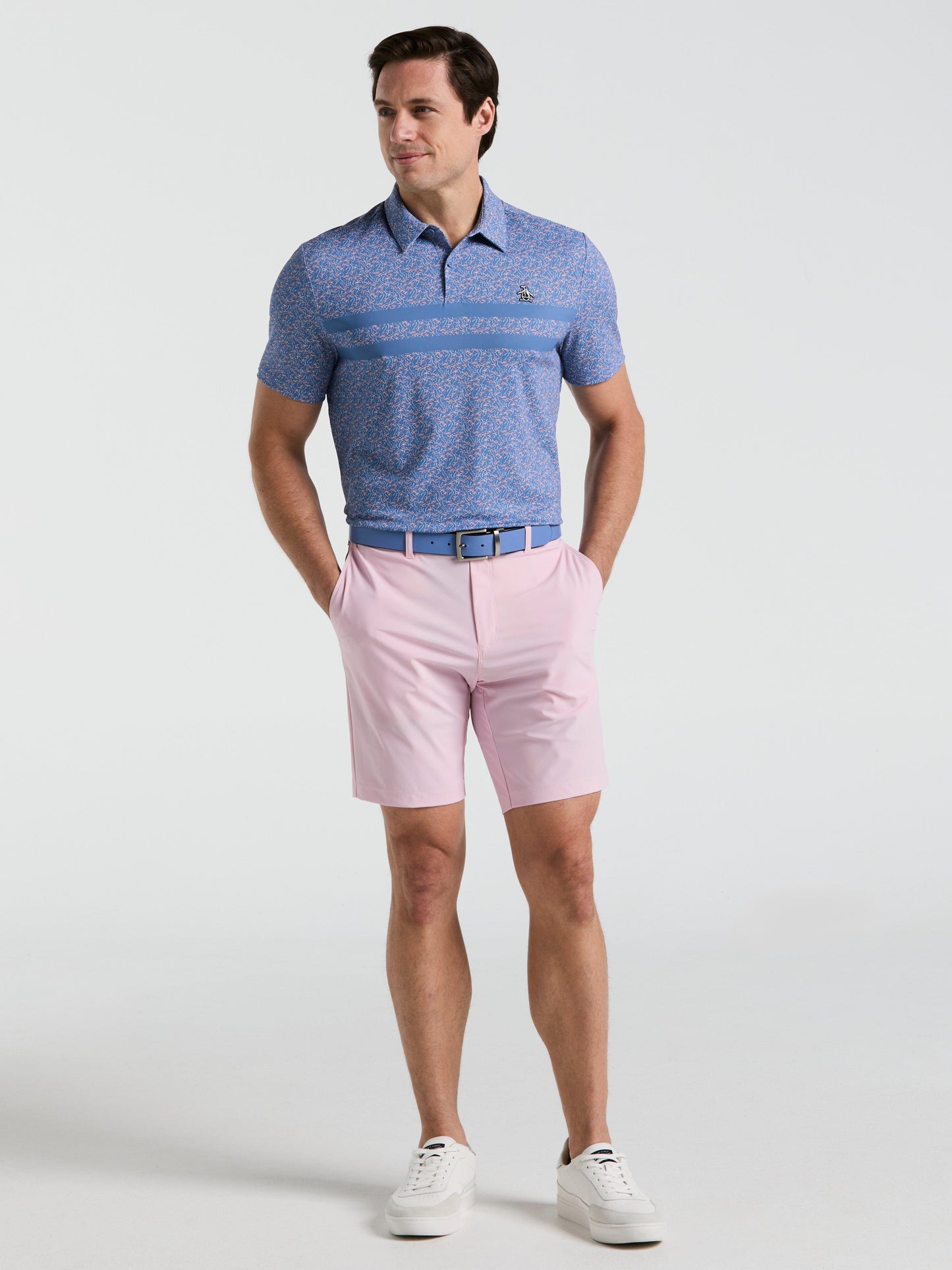 Men's Stripe Print Golf Polo