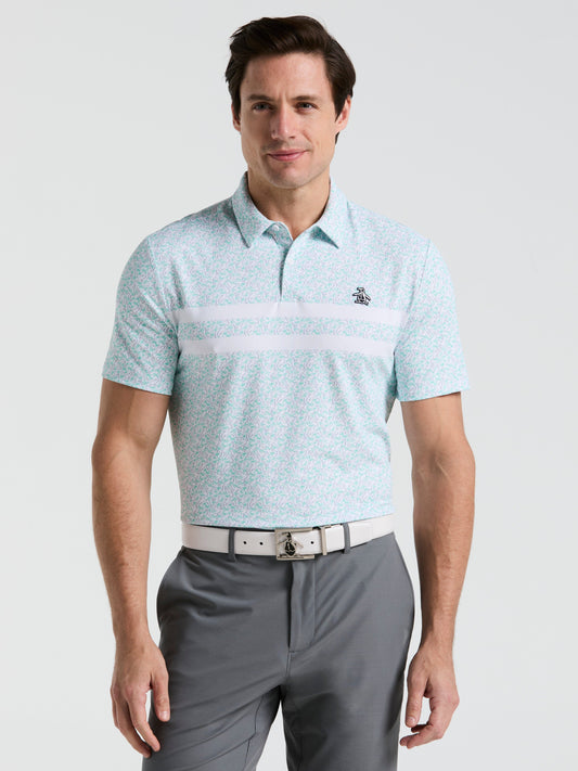 Stripe Print Golf Polo (Bright White) 