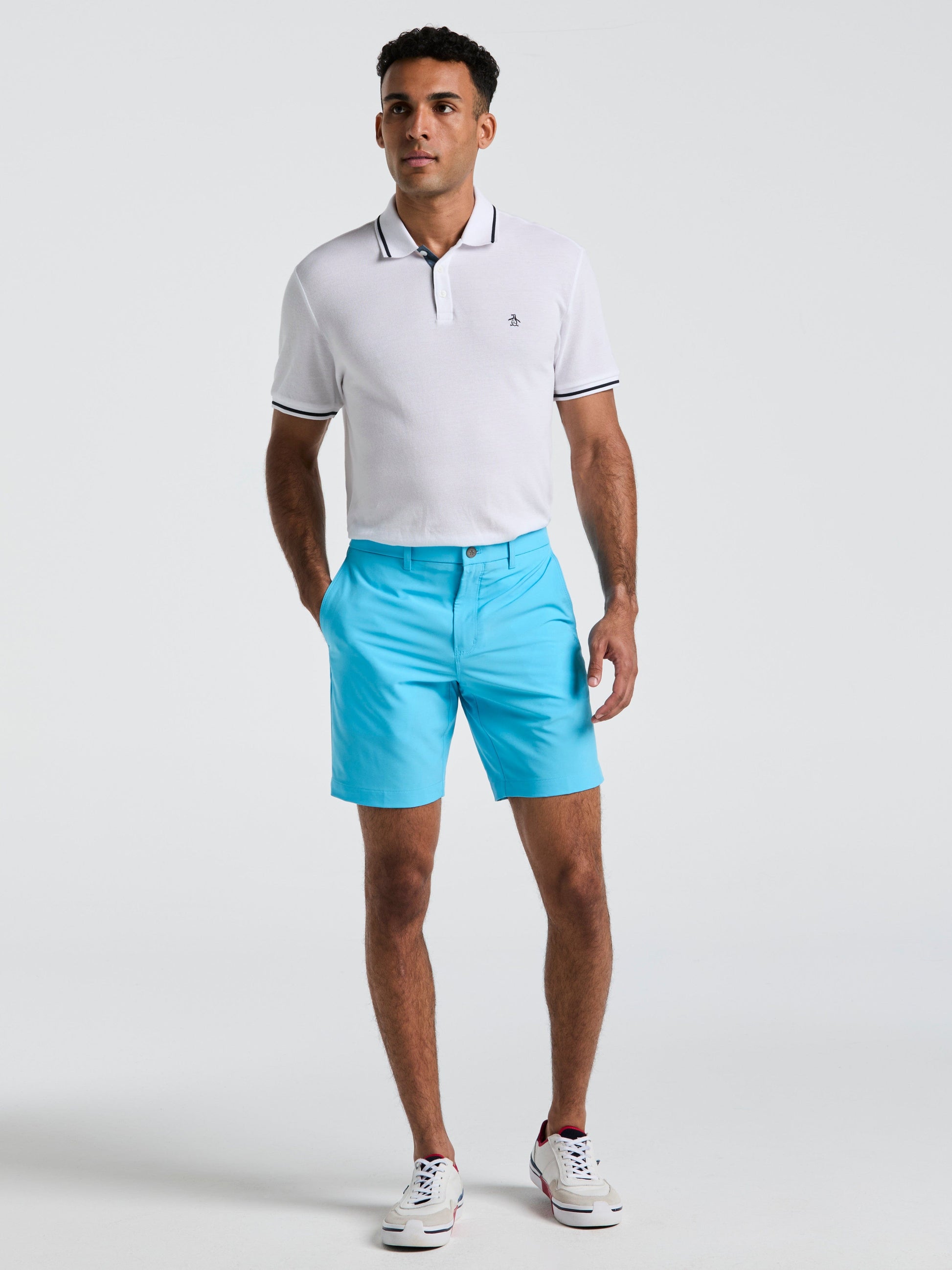 Technical Flat Front 8" Golf Shorts (Aquarius) 