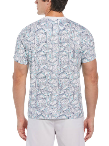 Men's Tennis Racket Print Performance Short Sleeve Tennis T-Shirt
