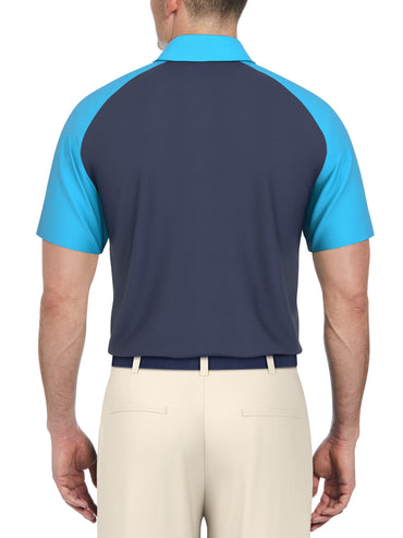 Men's Textured Color Block Golf Polo