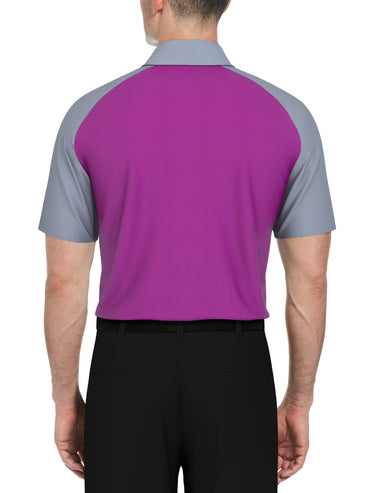 Men's Textured Color Block Golf Polo