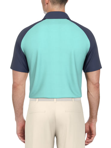Men's Textured Color Block Golf Polo