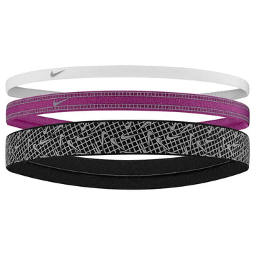 Unisex Mixed Width Reflective Graphic Headbands 3 Pack White and Hot Fuchsia NIKE White ONE_SIZE