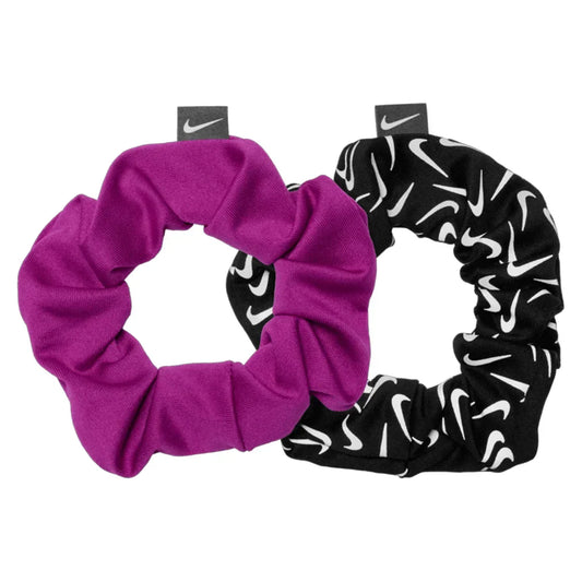 Unisex Gathered Reflective Graphic Hair Ties 2 Pack Hot Fuchsia and Black Other Accessories NIKE Pink ONE_SIZE