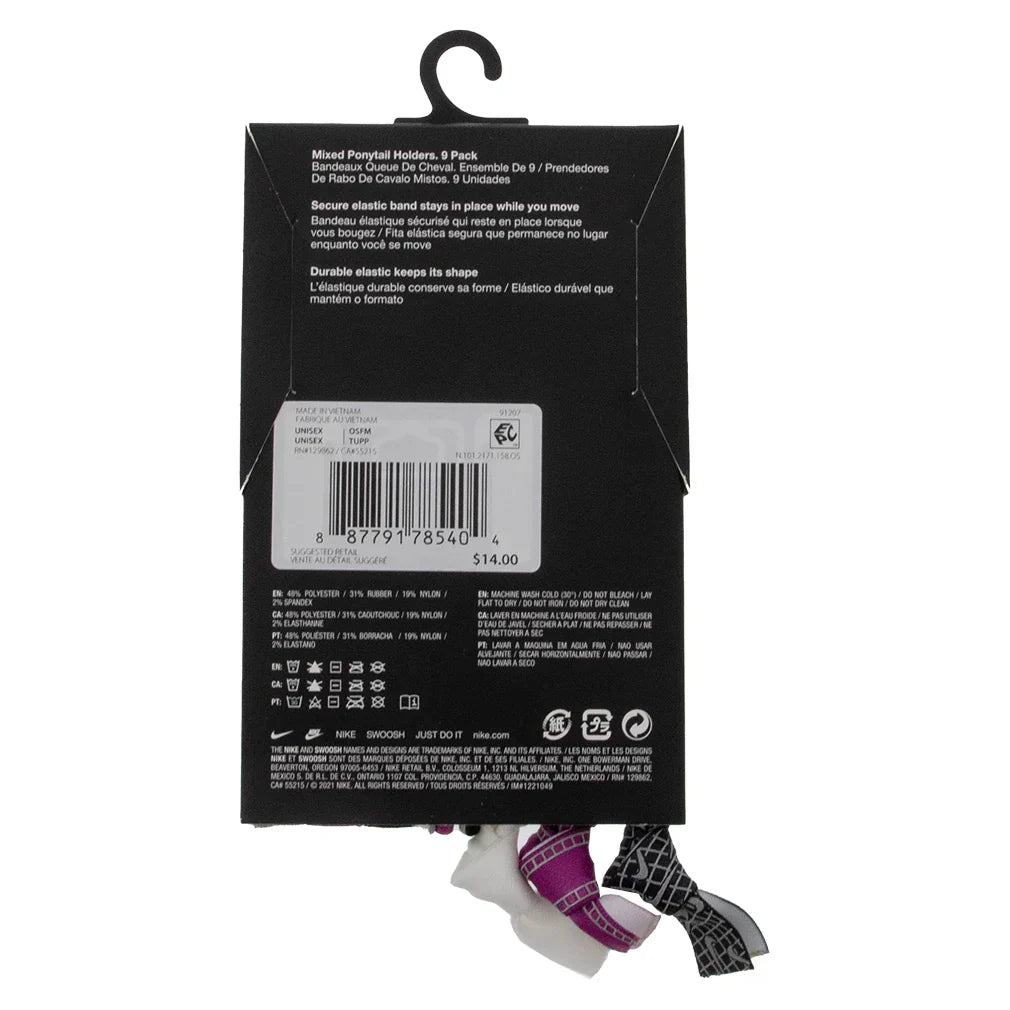 Unisex Mixed Hairbands Reflective Graphic 9 Pack White and Hot Fuchsia Other Accessories NIKE
