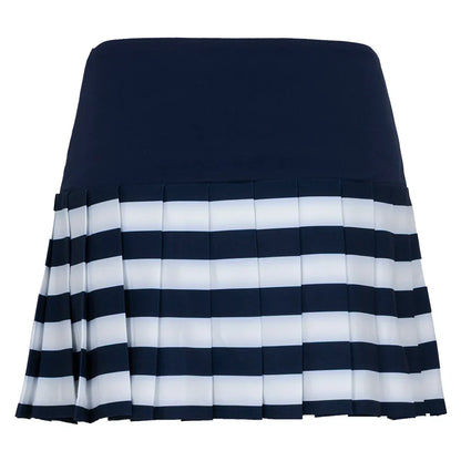 Women`s Striped Pleated 13 Inch Tennis Skort Black Iris PENGUIN