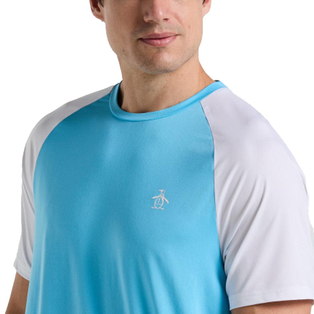 Men`s Blocked Performance Tennis Tee Blue Grotto PENGUIN