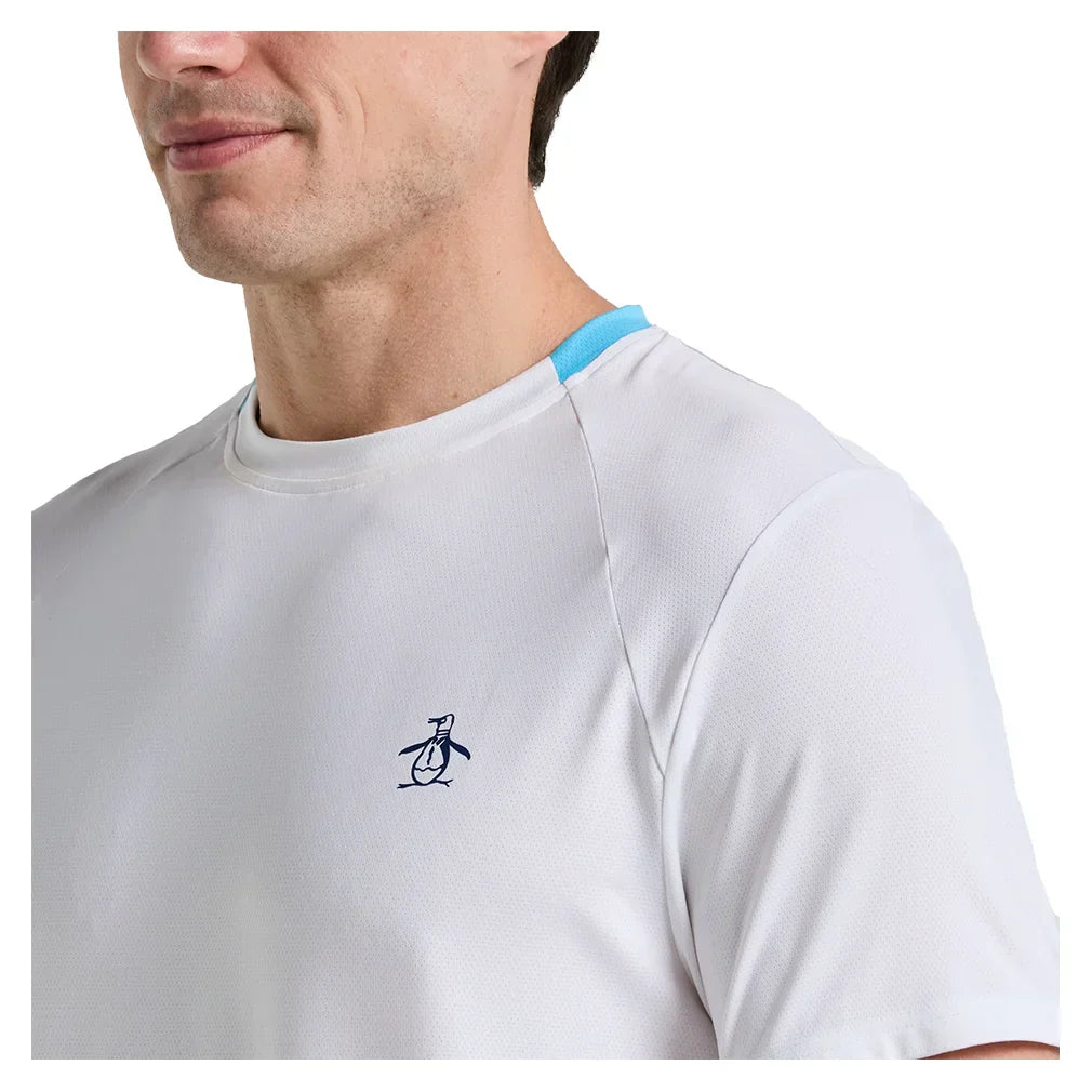 Men`s Performance Ombre Block Tennis Crew Bright White PENGUIN