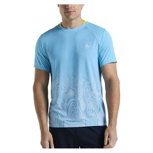 Men`s Performance Ombre Block Tennis Crew Blue Grotto PENGUIN S