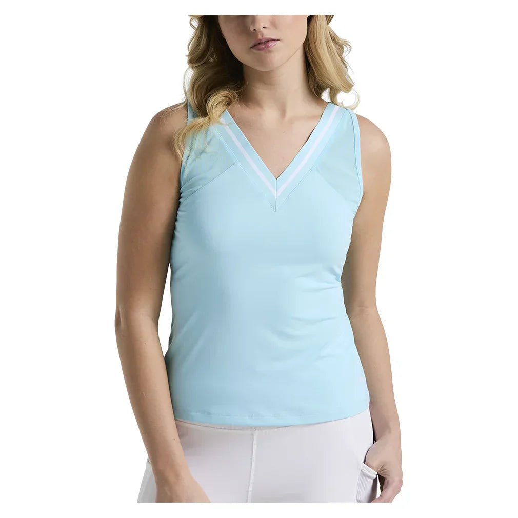 Women`s Colorblock Tennis Tank with Mesh Castaway PENGUIN XS Blue