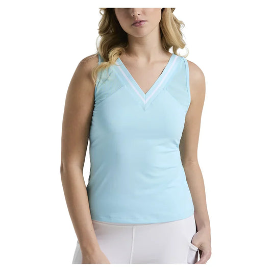 Women`s Colorblock Tennis Tank with Mesh Castaway PENGUIN XS Blue