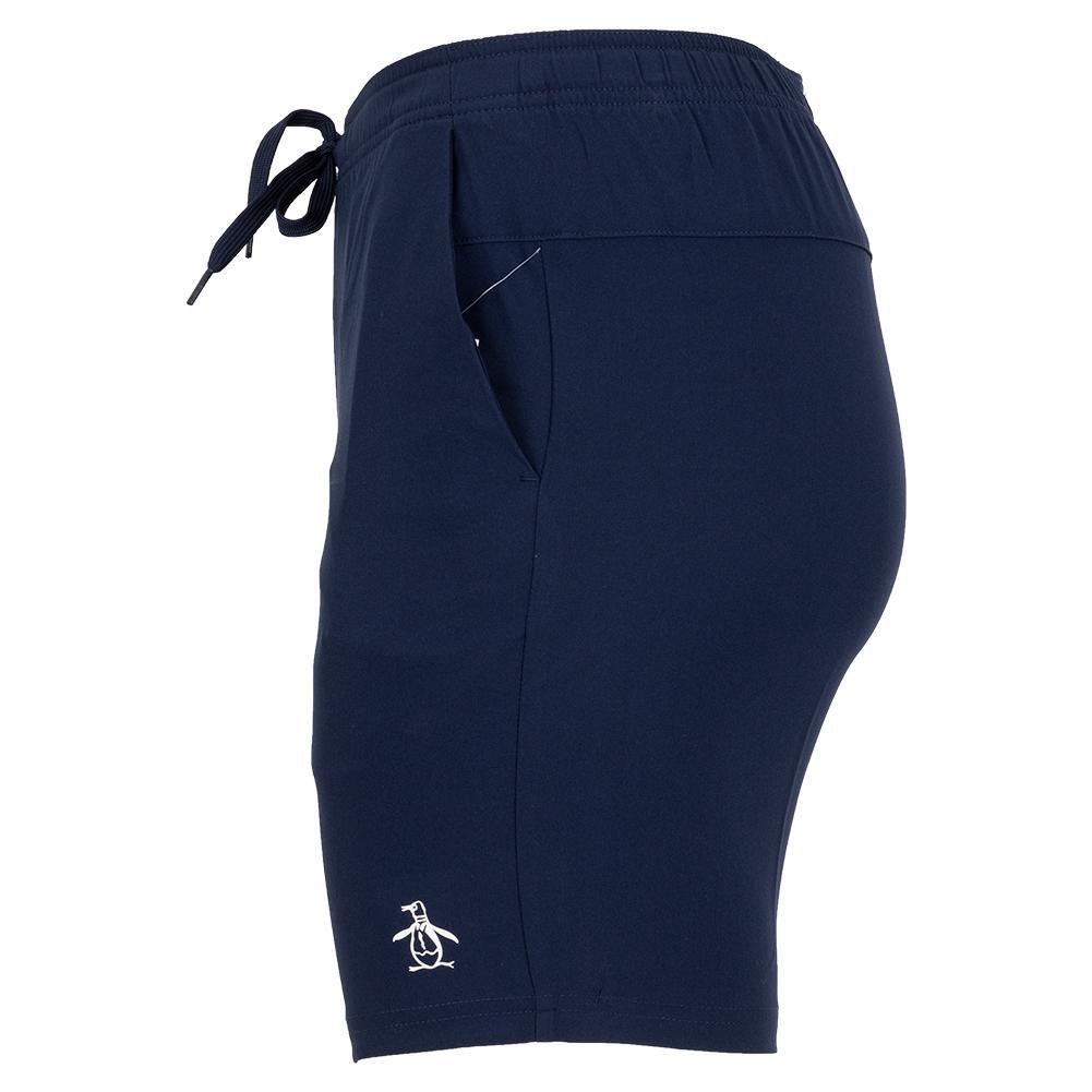 Men's Solid Performance 8 Inch Tennis Short Black Iris Tournament Gear PENGUIN