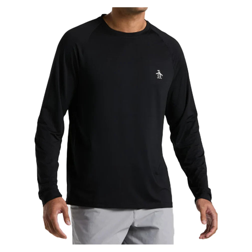 Men's Solid Performance Long Sleeve Tennis Raglan Caviar Shop By Player PENGUIN