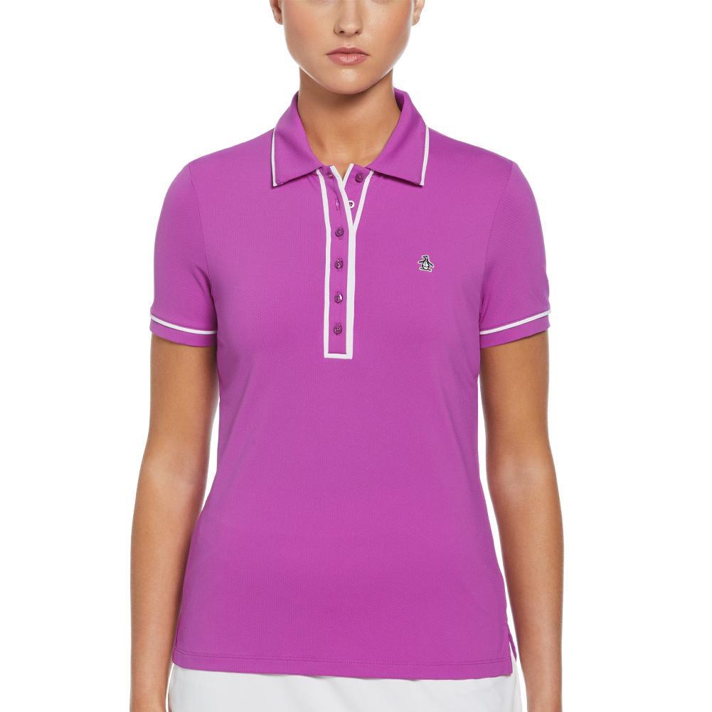 Womens Veronica Short Sleeve Tennis Polo Purple Cactus Flower WOMENS APPAREL PENGUIN
