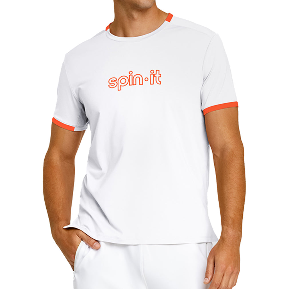 Men`s Ronaldo Short Sleeve Pickleball Tee SPIN-IT S CSH9_CHALK/CORAL