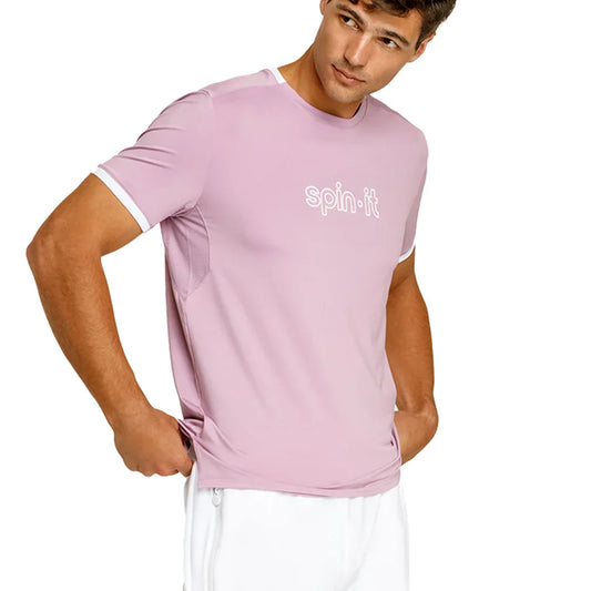 Men`s Ronaldo Short Sleeve Pickleball Tee SPIN-IT S LCS9_LAVENDER_MIST