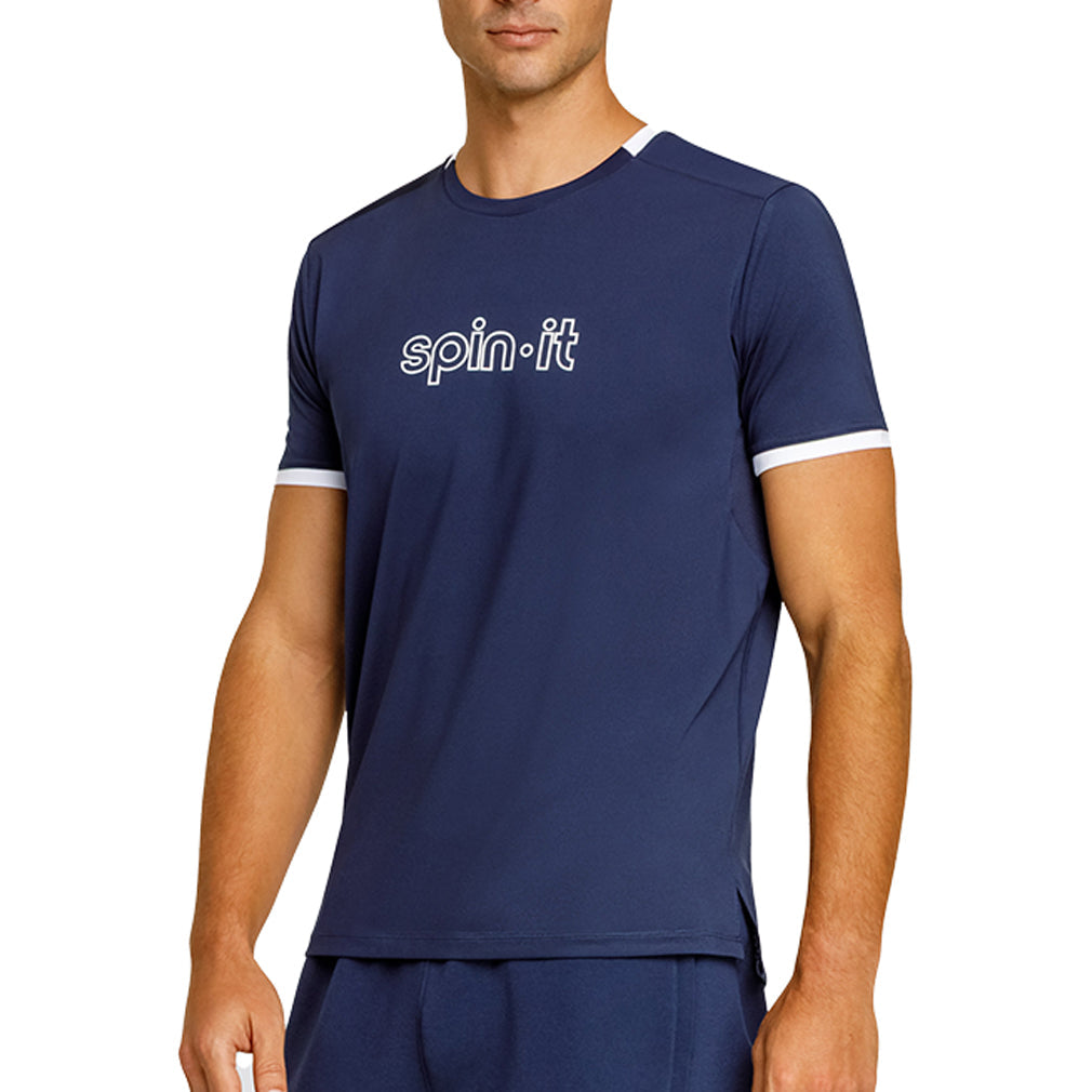 Men`s Ronaldo Short Sleeve Pickleball Tee SPIN-IT S NSC9_NAVY_BLUE