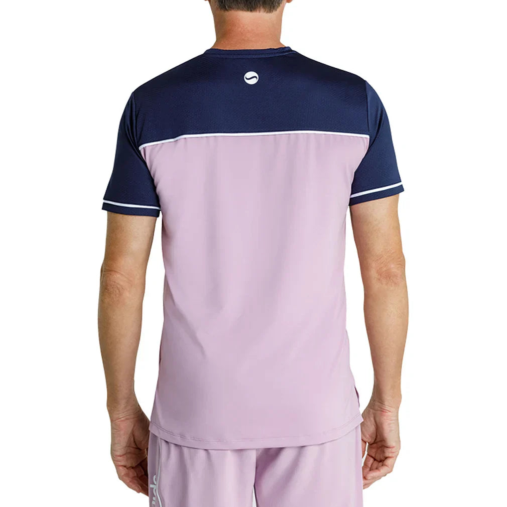 Men`s Lionel Short Sleeve Pickleball Tee Lavender Mist and Chalk SPIN-IT