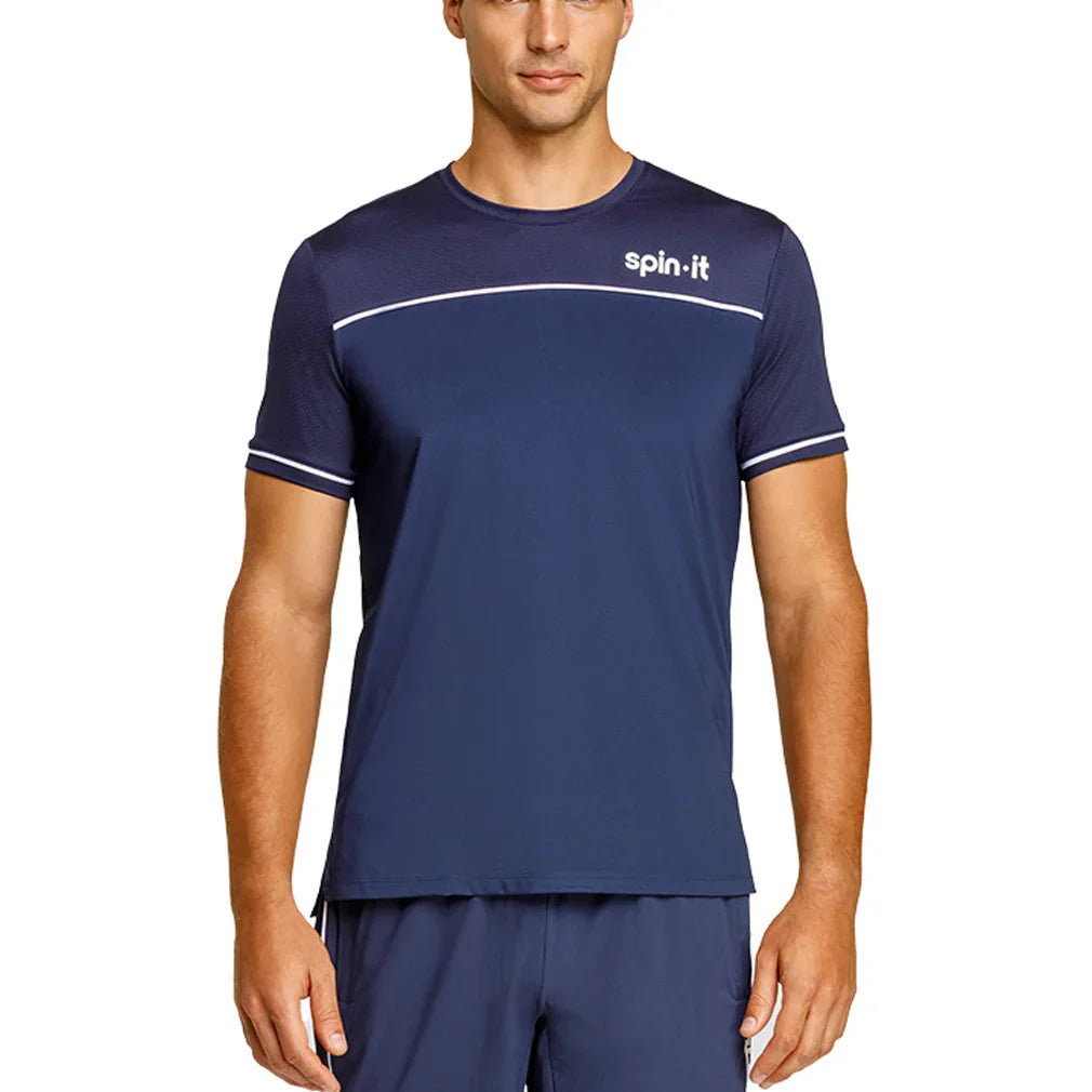 Men`s Lionel Short Sleeve Pickleball Tee SPIN-IT S NSC9_NAVY_BLUE