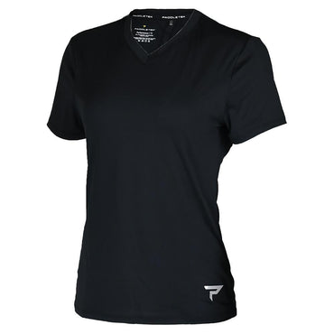 Womens Short Sleeve Performance Tennis Top Black and Sleet Womens Apparel PADDLETEK M