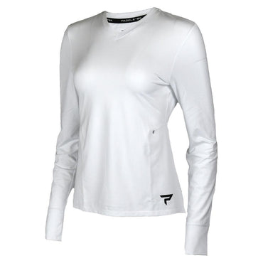 Womens Long Sleeve Performance Tennis Top White and Black Womens Apparel PADDLETEK XL