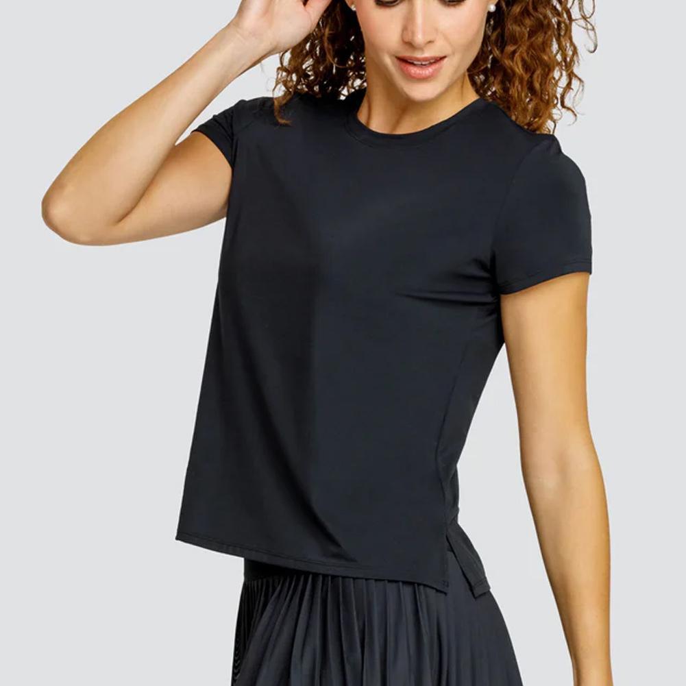 Women's Bijou Short Sleeve Tennis Top Onyx Womens Apparel TAIL