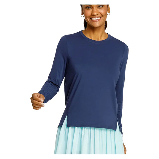 Women`s Friday Long Sleeve Pickleball Top SPIN-IT XS 5348_NAVY_BLUE