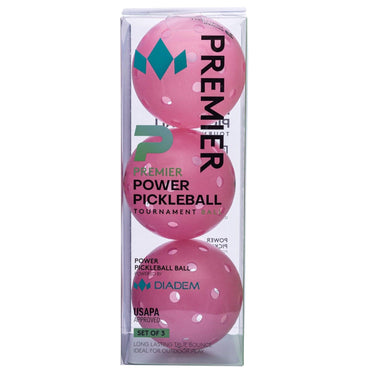Power 3 Pack Pickleball Balls Pink Pickleballs DIADEM