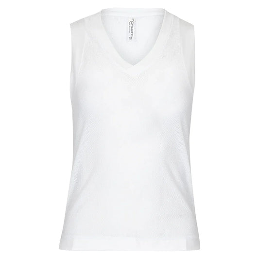 Women`s Baila V Neck Tennis Tank White INPHORM XS