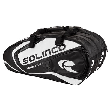 15-Pack Tour Team Tennis Racquet Bag White and Black with Black Zipper Lining Gifts SOLINCO
