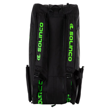 15-Pack Tour Team Tennis Racquet Bag Black and Neon Green Tournament Gear SOLINCO
