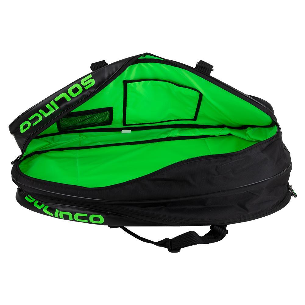 15-Pack Tour Team Tennis Racquet Bag Black and Neon Green Tournament Gear SOLINCO