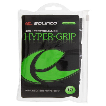 Hyper Extra Tacky Tennis Over Grip Black 12 Pack Grips SOLINCO