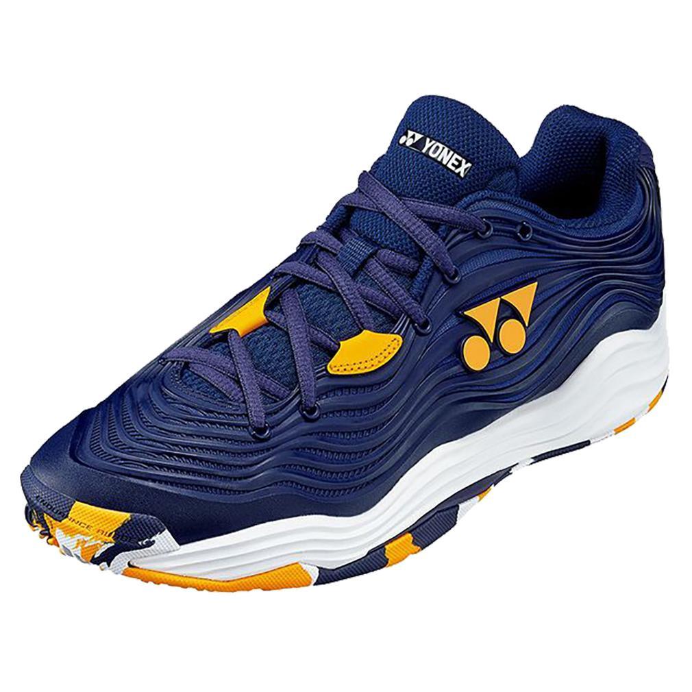 Men's FUSIONREV 5 Tennis Shoes Navy and Orange Top Tennis Shoes YONEX
