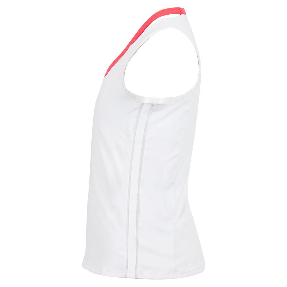 Girls' V-Neck Cutout Tennis Tank White and Coral Crush Girls Apparel LUCKY IN LOVE