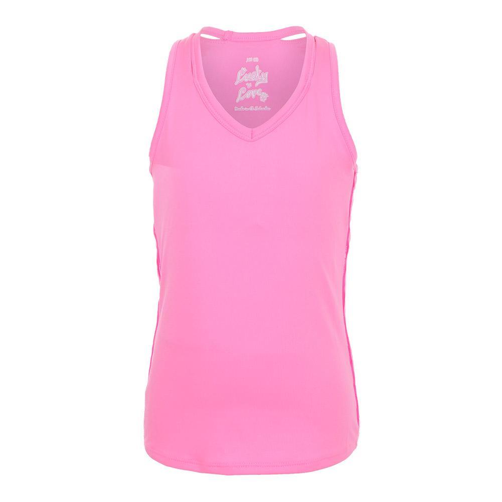 Girls' V-Neck Cutout Tennis Tank Pink Girls Apparel LUCKY IN LOVE XS
