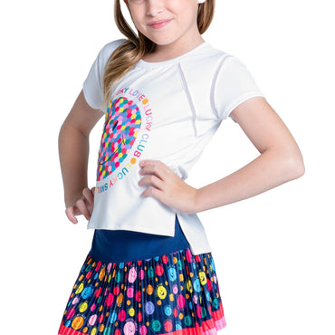 Girls` Lucky Me Short Sleeve Tennis Top Multicolor LUCKY IN LOVE