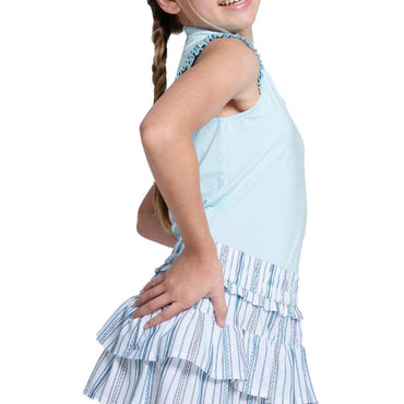 Girls` Pleat Me Up Tennis Tank Wave LUCKY IN LOVE