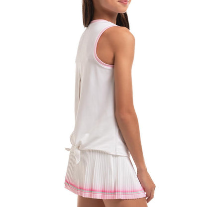 Girl's Retro Deco Tie Back Tennis Tank White Girls Apparel LUCKY IN LOVE XS